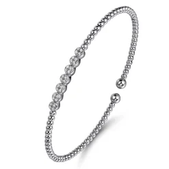 Sale Gabriel & Co. 14K White Gold Bujukan Bead and Cluster Diamond Bangle