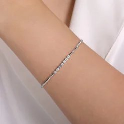 Sale Gabriel & Co. 14K White Gold Bujukan Bead and Cluster Diamond Bangle