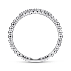 Discount Gabriel & Co. 14K White Gold Bujukan Bead and Diamond Stackable Ring