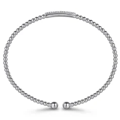 Gabriel & Co. 14K White Gold Bujukan Bead Bangle with Diamonds