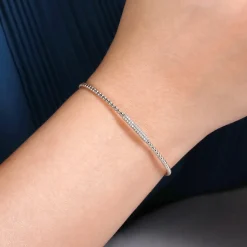 Gabriel & Co. 14K White Gold Bujukan Bead Bangle with Diamonds