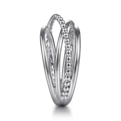 Online Gabriel & Co. 14K White Gold Bujukan Bead Criss Cross Ring