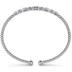 Sale Gabriel & Co. 14K White Gold Bujukan Bead Cuff Bracelet with Diamond Pave Links