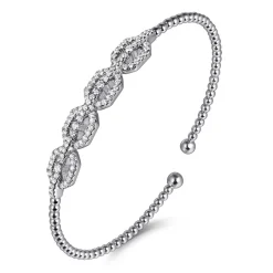 Sale Gabriel & Co. 14K White Gold Bujukan Bead Cuff Bracelet with Diamond Pave Links