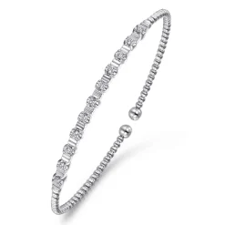 Hot Gabriel & Co. 14K White Gold Bujukan Bead Cuff Bracelet with Diamond Stations