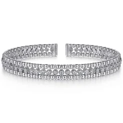 Gabriel & Co. 14K White Gold Bujukan Bead Cuff Bracelet with Diamond Bezel Connectors