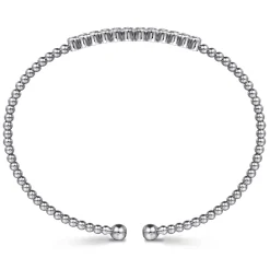 Gabriel & Co. 14K White Gold Bujukan Bead Diamond Bangle