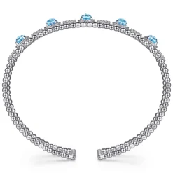 Hot Gabriel & Co. 14K White Gold Bujukan Bead Diamond and Blue Topaz Cuff Bracelet