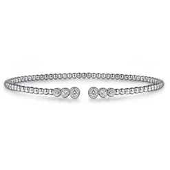 Best Gabriel & Co. 14K White Gold Bujukan Bead Split Cuff Bracelet with Bezel Set Diamonds