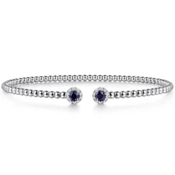 Sale Gabriel & Co. 14K White Gold Bujukan Bead Split Cuff Bracelet with Sapphire and Diamond