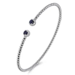 Sale Gabriel & Co. 14K White Gold Bujukan Bead Split Cuff Bracelet with Sapphire and Diamond