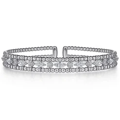 Best Gabriel & Co. 14K White Gold Bujukan Cuff Bracelet with Marquise and Round Diamonds