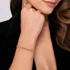 New Gabriel & Co. 14K White Gold Bujukan Diamond and Blue Sapphire Split Bangle