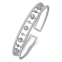 Clearance Gabriel & Co. 14K White Gold Bujukan Diamond Cluster Cuff Bangle