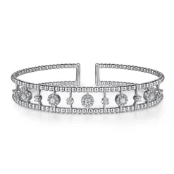 Clearance Gabriel & Co. 14K White Gold Bujukan Diamond Cluster Cuff Bangle