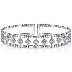 Clearance Gabriel & Co. 14K White Gold Bujukan Diamond Cuff Bangle