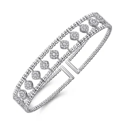 Clearance Gabriel & Co. 14K White Gold Bujukan Diamond Cuff Bangle