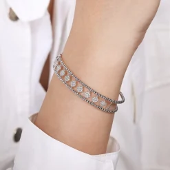 Clearance Gabriel & Co. 14K White Gold Bujukan Diamond Cuff Bangle