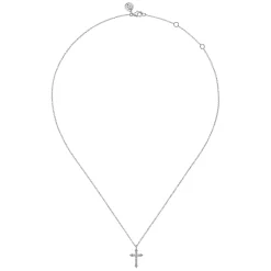 Hot Gabriel & Co. 14K White Gold Bujukan Diamond Cross Pendant Necklace