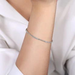 Hot Gabriel & Co. 14K White Gold Bujukan Diamond Stations Bangle