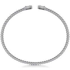 Gabriel & Co. 14K White Gold Bujukan Open Cuff Bracelet with Diamond Baguettes