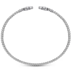 Best Gabriel & Co. 14K White Gold Bujukan Split Cuff Bracelet with Diamond Flower Caps