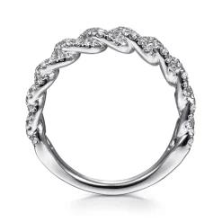 Clearance Gabriel & Co. 14K White Gold Chain Link Stackable Diamond Ring