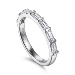 Gabriel & Co. 14K White Gold Channel Baguette 7 Stone Diamond Anniversary Band - 0.67 ct