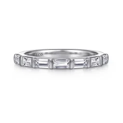 Gabriel & Co. 14K White Gold Channel Baguette 7 Stone Diamond Anniversary Band - 0.67 ct