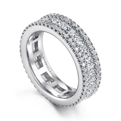 Discount Gabriel & Co. 14K White Gold Channel Prong Set Princess Cut and Round Diamond Eternity Band - 2.4 ct