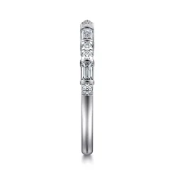 Discount Gabriel & Co. 14K White Gold Channel set baguette and U Setting Round Diamond Open Anniversary Band - 0.25 ct