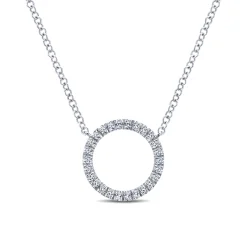 Gabriel & Co. 14K White Gold Circle Diamond Pendant Necklace