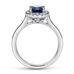Sale Gabriel & Co. 14K White Gold Classic Oval Sapphire and Diamond Halo Ring