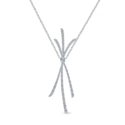 Best Gabriel & Co. 18K White Gold Criss Crossing Diamond Pendant Necklace