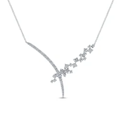 Clearance Gabriel & Co. 18K White Gold Criss Crossing Diamond Cluster Lariat Necklace