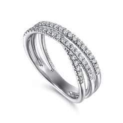 Discount Gabriel & Co. 14K White Gold Criss Crossing Diamond Ring