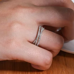 Discount Gabriel & Co. 14K White Gold Criss Crossing Diamond Ring