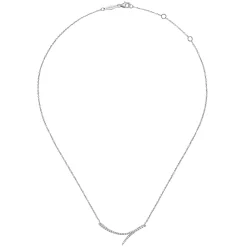 Best Gabriel & Co. 14K White Gold Curved Bypass Bar Necklace with Diamonds
