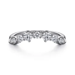 New Gabriel & Co. 14K White Gold Curved Diamond Anniversary Band - 0.5 ct