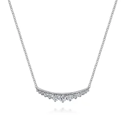 Discount Gabriel & Co. 14K White Gold Curved Diamond Bar Necklace