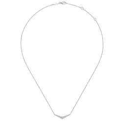 Sale Gabriel & Co. 14K White Gold Curved Diamond Bar Necklace