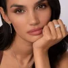 New Gabriel & Co. 14K White Gold Curved Diamond Linear Stud Earrings