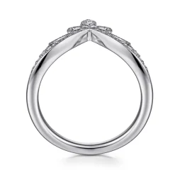Outlet Gabriel & Co. 14K White Gold Curved Filigree Diamond Ring - 0.15 ct