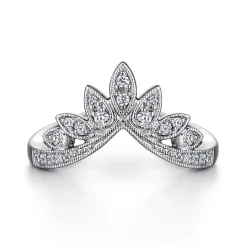 Outlet Gabriel & Co. 14K White Gold Curved Filigree Diamond Ring - 0.15 ct
