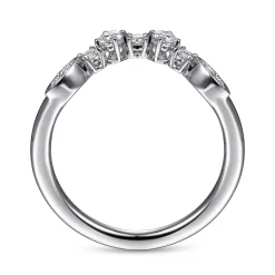 Clearance Gabriel & Co. 14K White Gold Curved Floral Diamond Anniversary Band - 0.25 ct