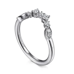 Clearance Gabriel & Co. 14K White Gold Curved Floral Diamond Anniversary Band - 0.25 ct