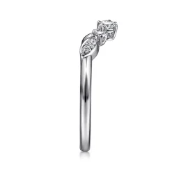 Clearance Gabriel & Co. 14K White Gold Curved Floral Diamond Anniversary Band - 0.25 ct