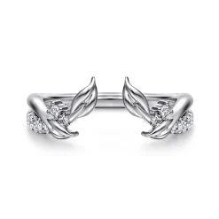 Discount Gabriel & Co. 14K White Gold Curved Floral Open Diamond Ring - 0.15 ct