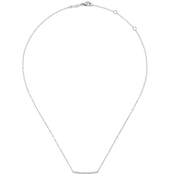 Clearance Gabriel & Co. 14K White Gold Curved Pave Diamond Bar Necklace