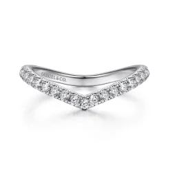 Sale Gabriel & Co. 14K White Gold Curved V Diamond Wedding Band - 0.27 ct